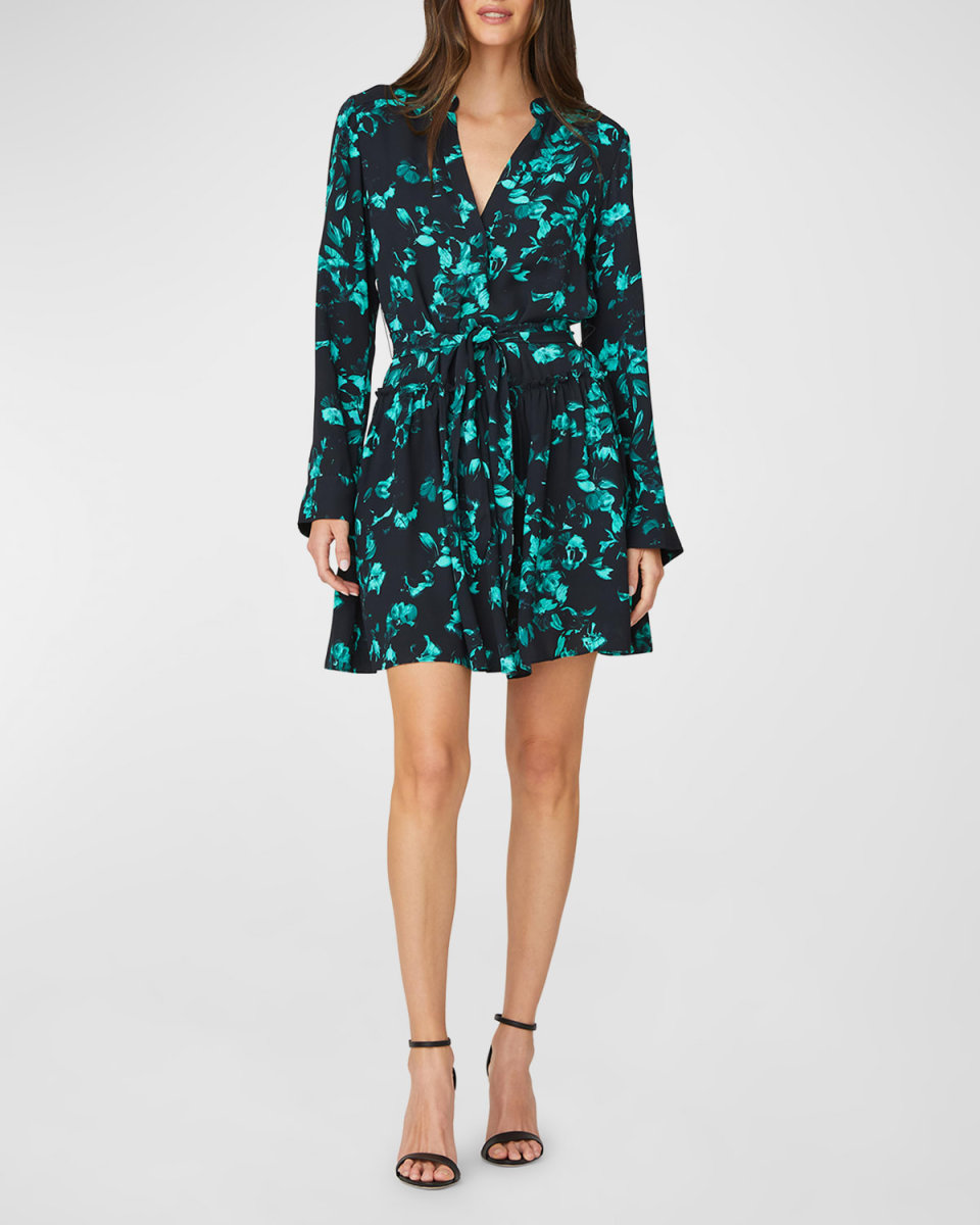 Clarita Floral-Print Flounce Mini Dress